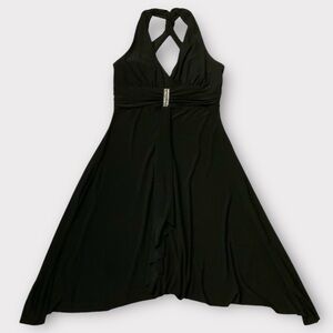 Women’s B. Darlin Black Halter Dress Size Small Missing Rhinestone